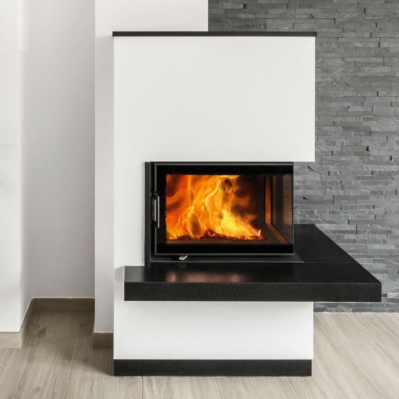 Austroflamm 63x40x42 K 2.0 Kamineinsatz Ecke rechts Feuerraum Schwarz – Bild 2