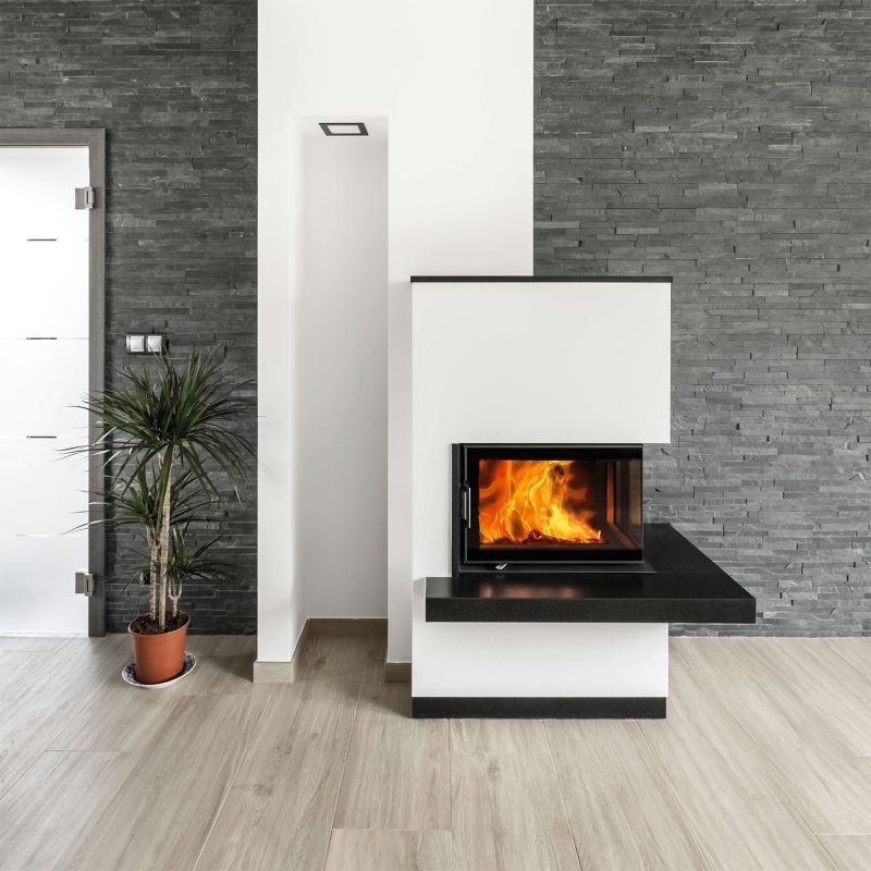 Austroflamm 63x40x42 K 2.0 Kamineinsatz Ecke rechts Feuerraum Schwarz – Bild 3