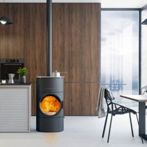 Austroflamm Clou compact Cook Kaminofen Stahl gussgrau, RR oben