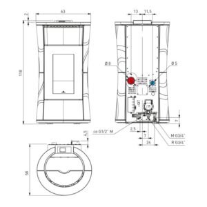 Edilkamin Cherie H 14 Evo Keramik Weiß Set + Kombispeicher THKE 600 + SWT