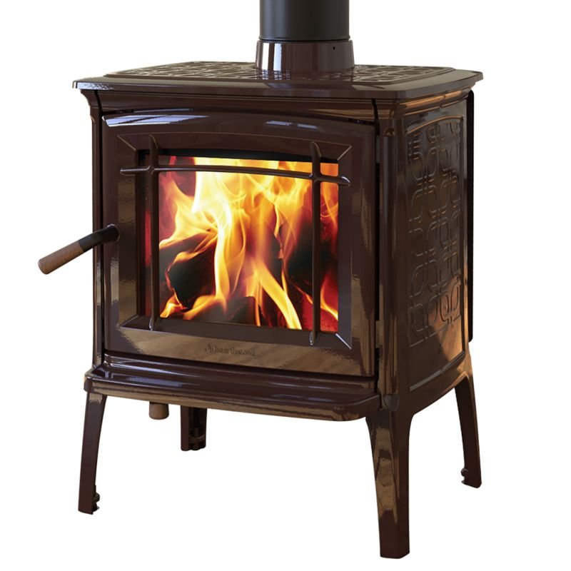 Hergom Craftsbury HF Kaminofen Gusseisen Majolica Braun – Bild 2
