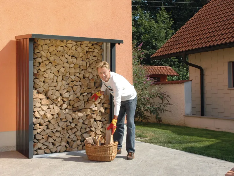 Biohort Kaminholzregal WoodStock 150 Dunkelgrau-Metallic – Bild 2