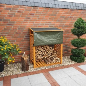 Kaminholzregal Speyer Honigbraun mit Wetterschutz