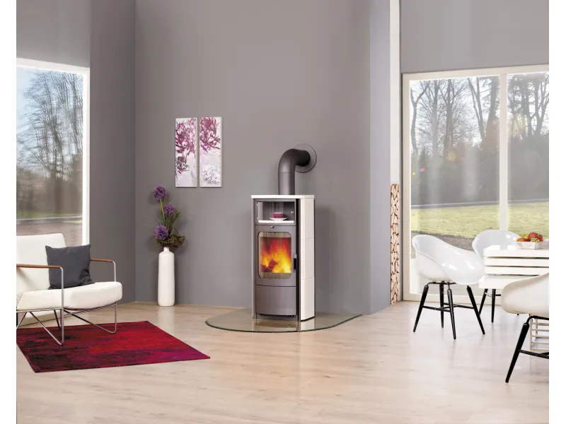 Hark Dauerbrand-Kaminofen Opera-B Schwarz Keramik Cremeweiß 7 kW Autom. EEK: A+ – Bild 2