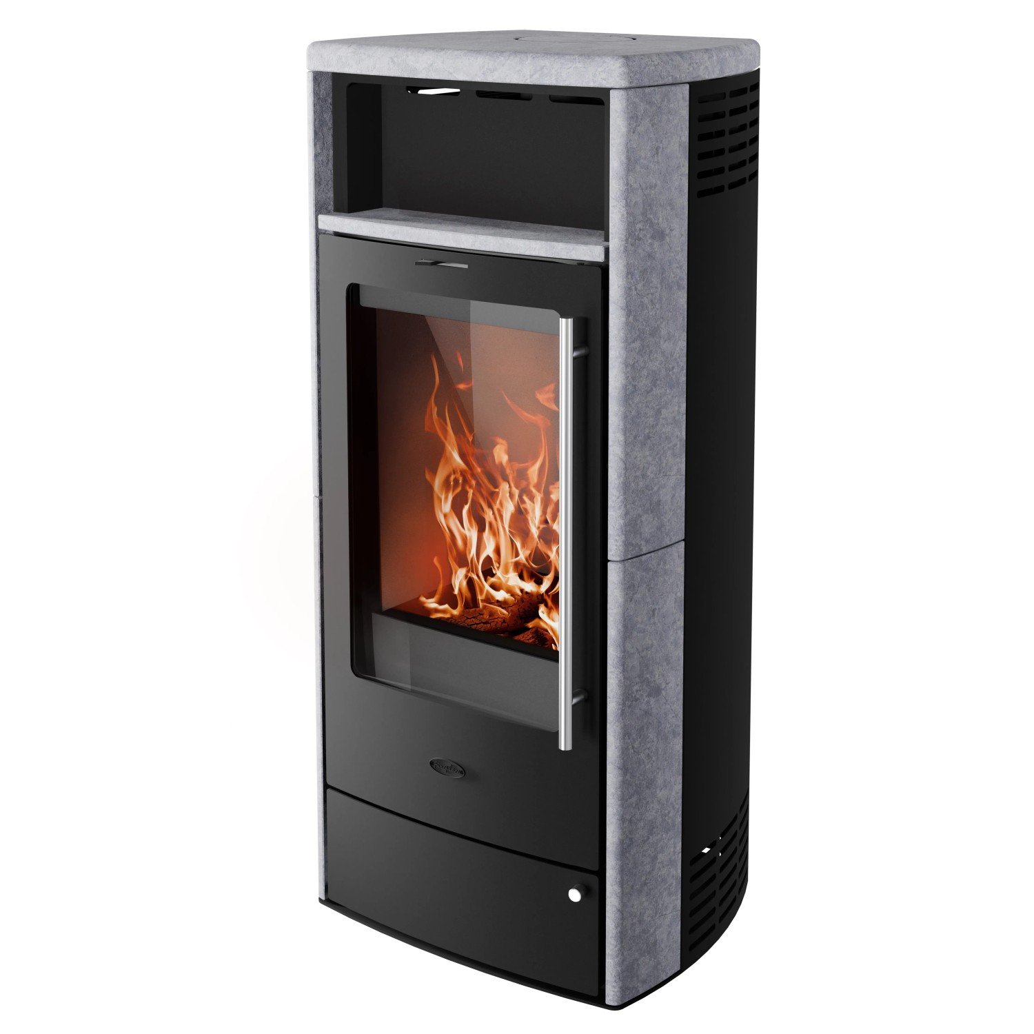 Fireplace Torino Kaminofen Speckstein Schwarz 6 kW mit Automatik
