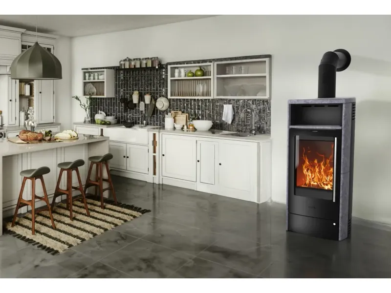 Fireplace Torino Kaminofen Speckstein Schwarz 6 kW mit Automatik – Bild 2
