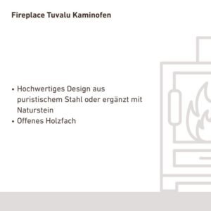 Fireplace Tuvalu Kaminofen Stahl Schwarz | Topplatte Sandstein