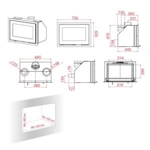 Lotus H470 Kamineinsatz Black Magic / Scharniere links