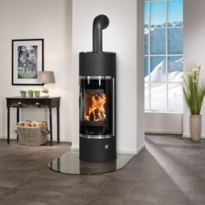 Oranier Arena Aqua 2.0 wasserführender Kaminofen Stahl Schwarz mit Abdeckplatte Glas