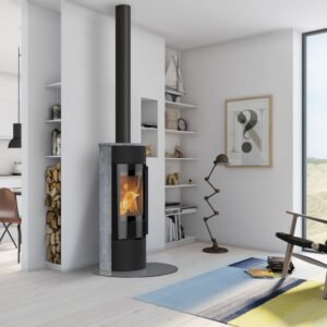 Lotus Prestige Magic 40 Kaminofen Schwarz/ Speckstein, RR hinten od. RR oben / optional Griffvarianten