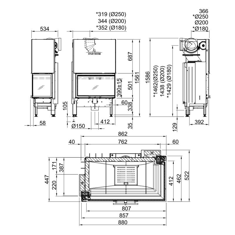 Spartherm Varia 2R-80h 2.0 Kamineinsatz Ecke – Bild 4
